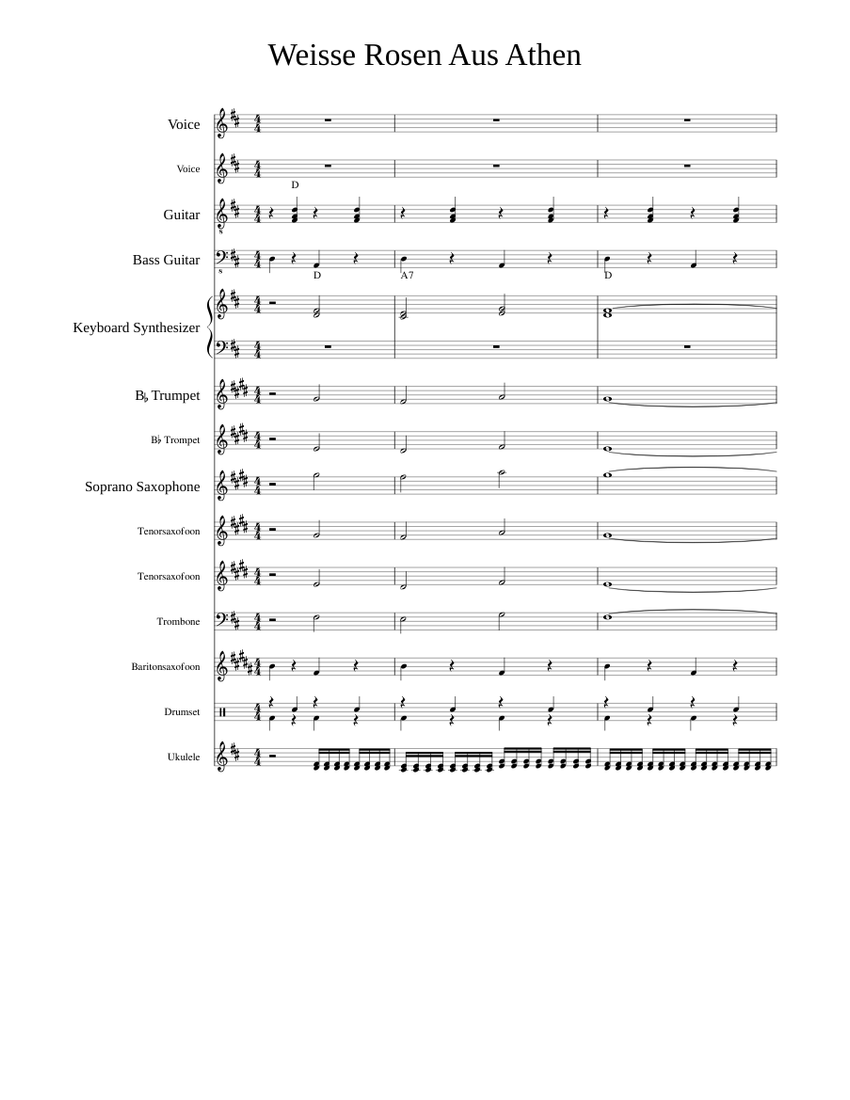 Nana Mouskouri Weisse Rosen Aus Athen 2 Sheet music for Trombone, Saxophone  tenor, Saxophone baritone, Trumpet in b-flat & more instruments (Mixed  Ensemble) | Musescore.com