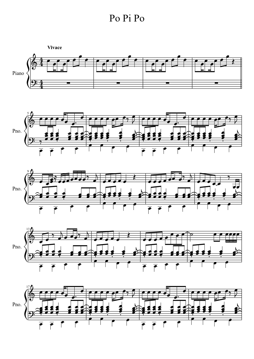 Vocaloid] Po Pi Po Sheet music for Piano (Solo) | Musescore.com