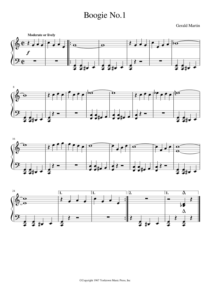 Boogie No.1 (Gerald Martin) Sheet music for Piano (Solo) | Musescore.com