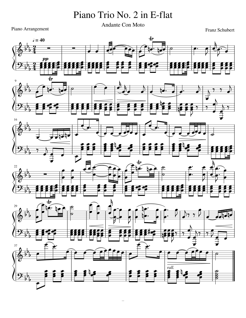 Piano Trio No. 2 in E-flat Sheet music for Piano (Solo) | Musescore.com