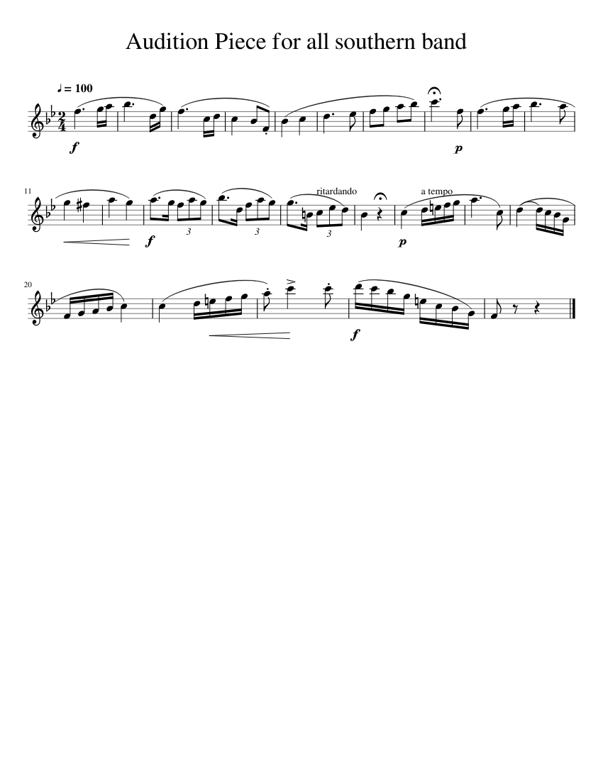 Audition Piece for in All Southern Band Sheet music for