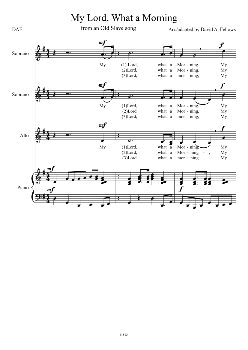 My Lord, What a Morning Sheet Music for Piano (Solo) | MuseScore.com