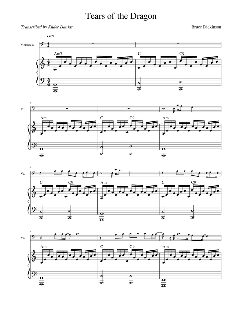 Bruce Dickinson - Tears Of The Dragon - Sheet Music For Drums