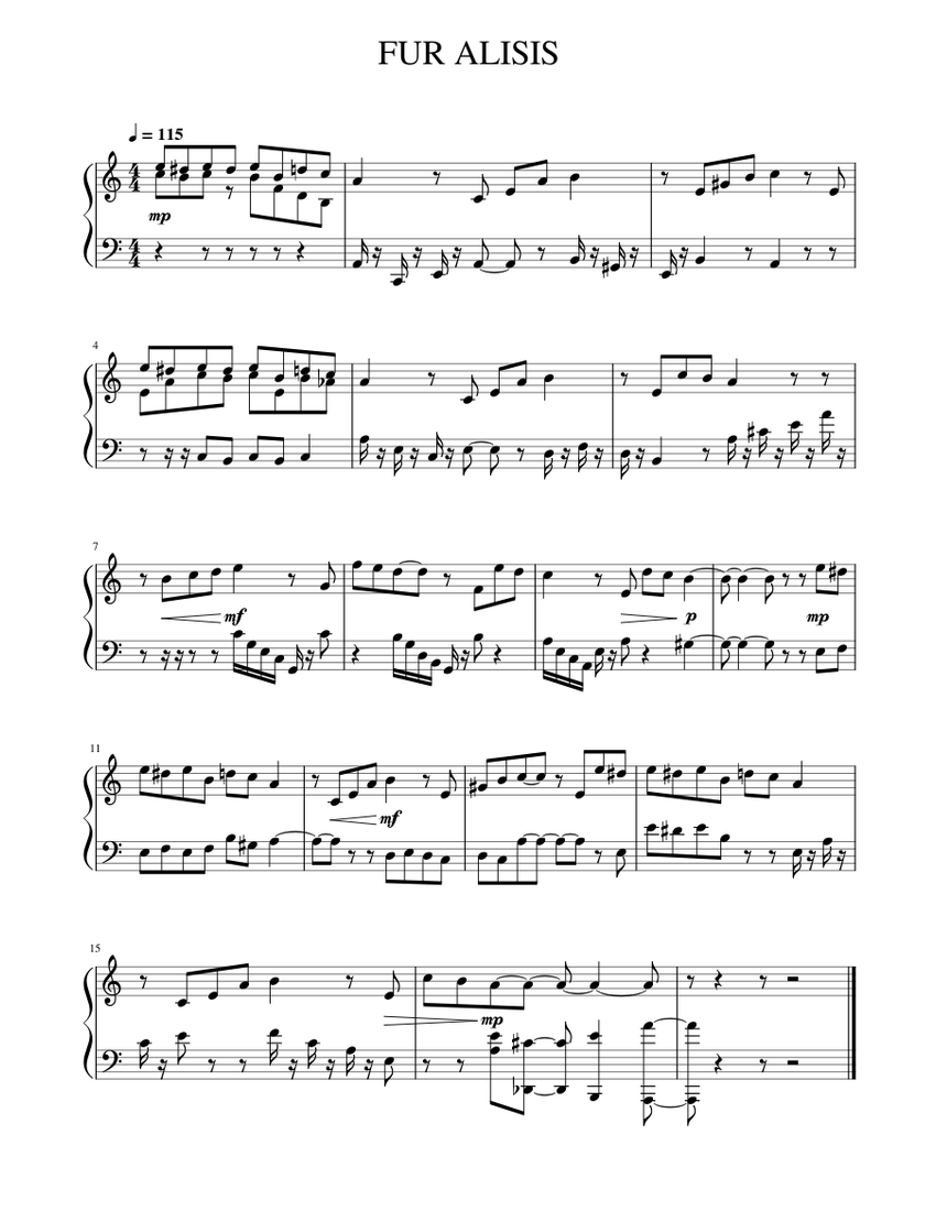 Für Elise Woo 59 Ludwig Van Beethoven Sheet Music For Piano Solo 4636