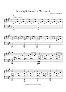Moonlight sonata sheet music | Play, print, and download in PDF or MIDI  sheet music on Musescore.com