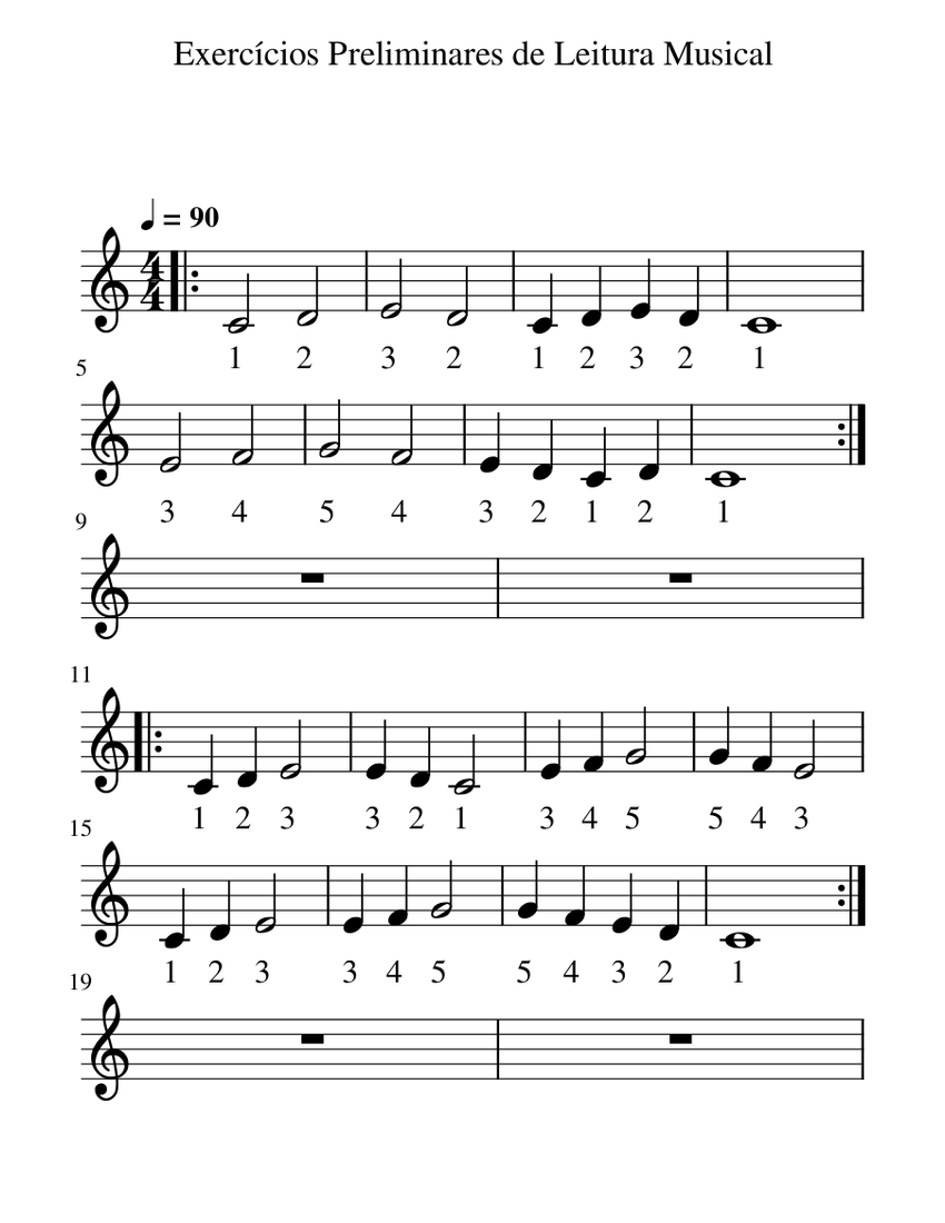 Exercicios Preliminares de Leitura Musical Sheet music for Piano (Solo ...