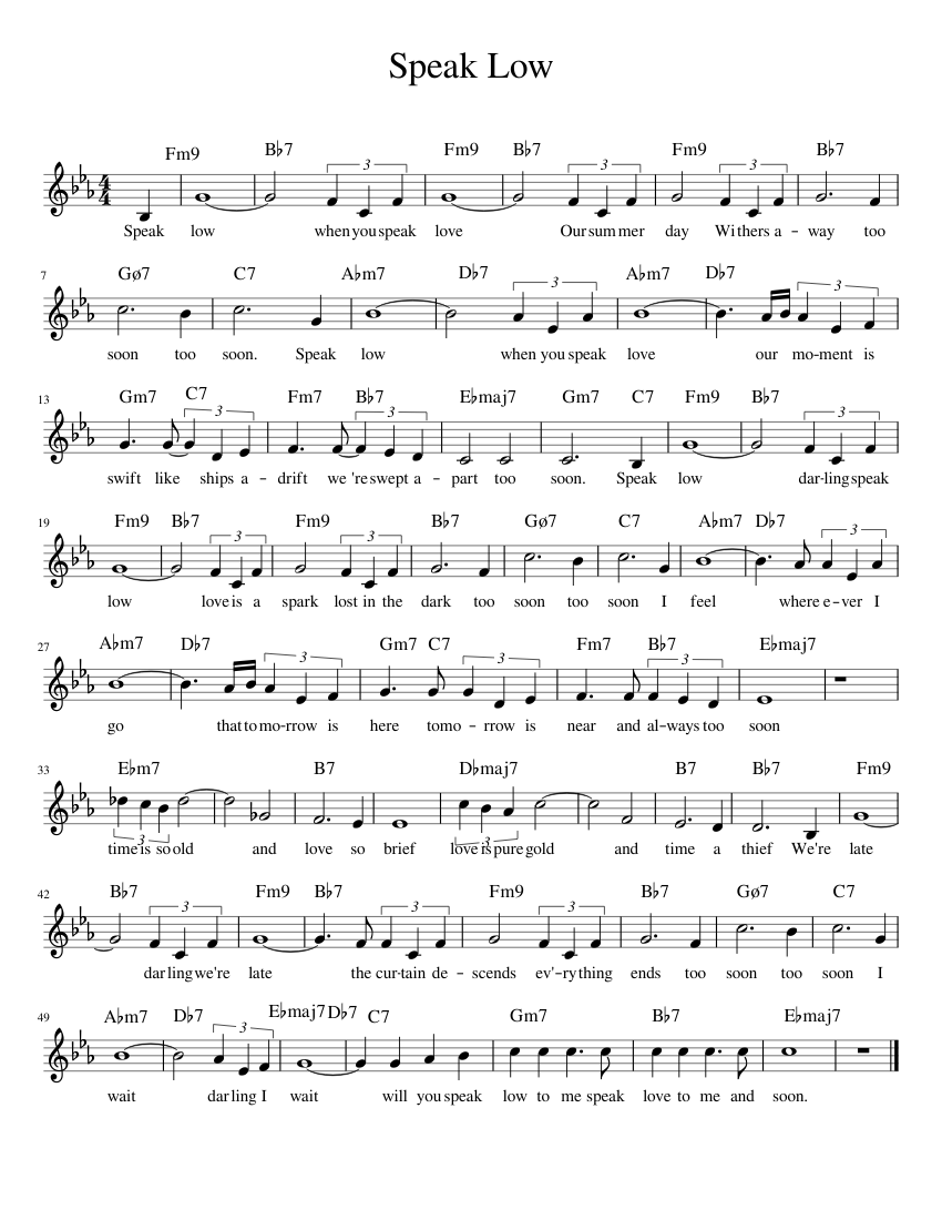 Speak Low Sheet music for Piano (Solo) Easy | Musescore.com