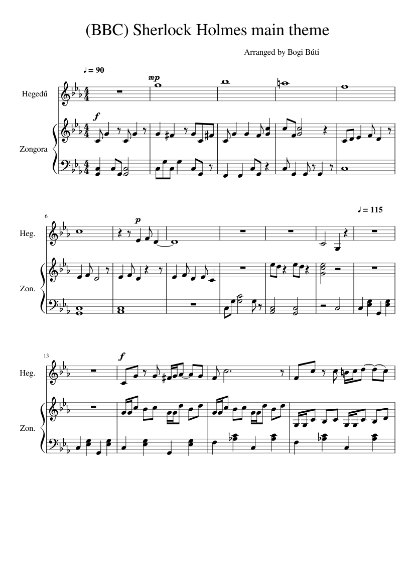 BBC) Sherlock Holmes main theme Sheet music for Piano, Violin (Solo) |  Musescore.com