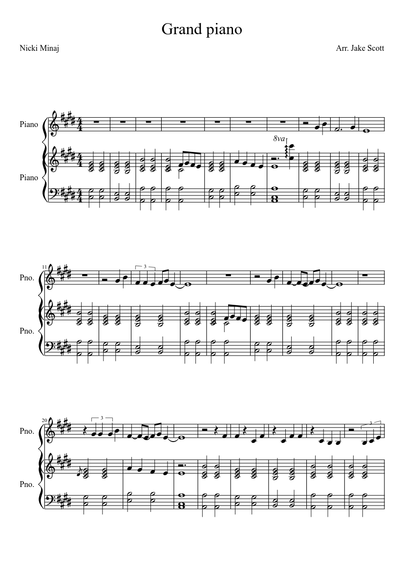 Grand piano- Nicki MInaj Sheet music for Piano (Piano Duo) | Musescore.com