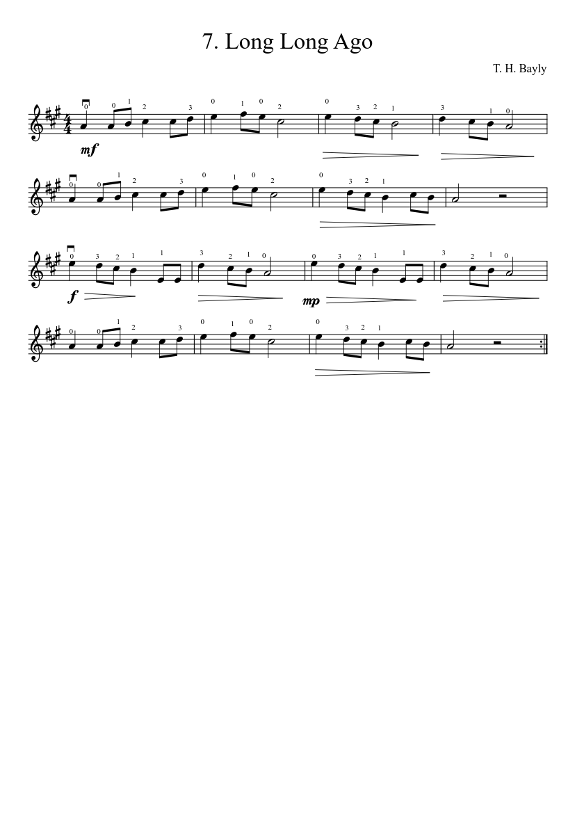 hykleri fisk indelukke 7. Long Long Ago Sheet music for Violin (Solo) | Musescore.com