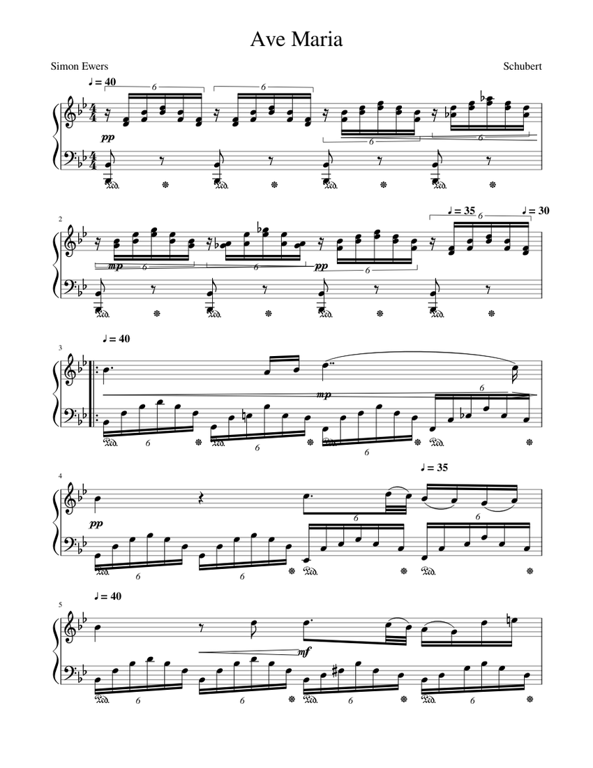 Ave Maria (D839) - Schubert - Solo Piano Arrg. Sheet music for Piano (Solo)  | Musescore.com