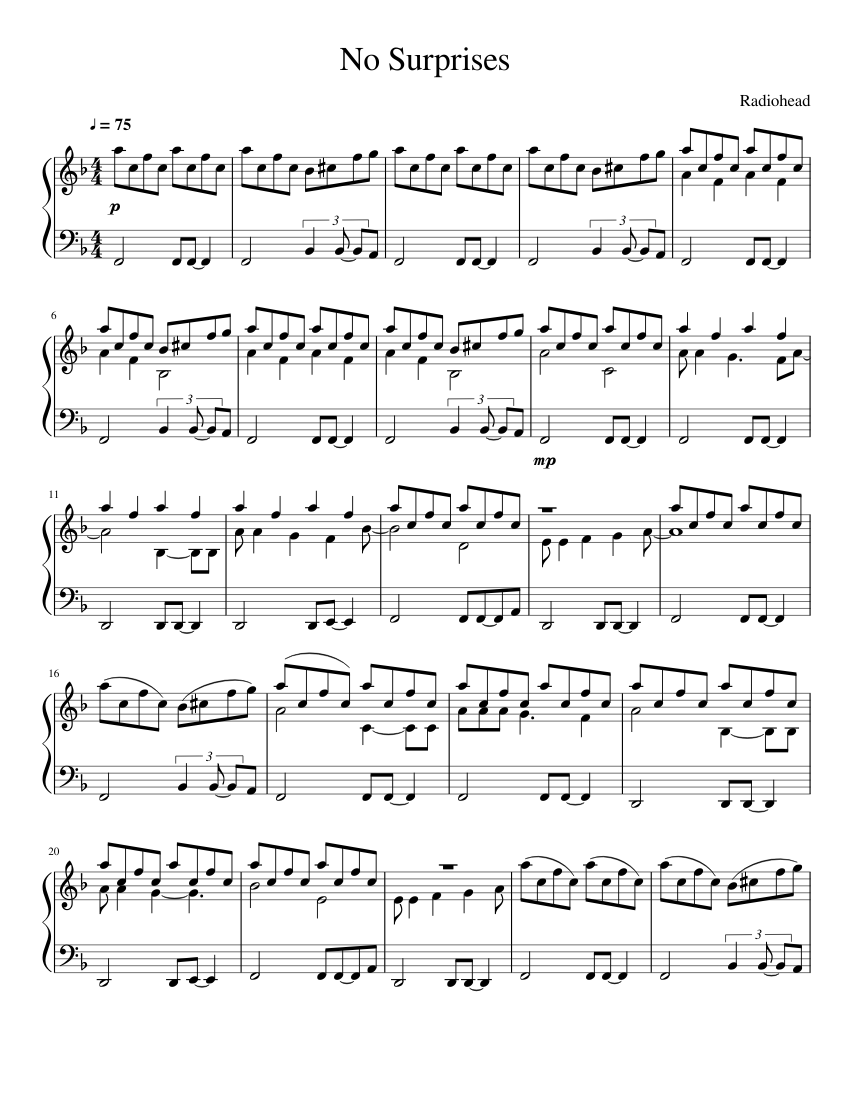 No Surprises Sheet music for Piano (Solo) | Musescore.com