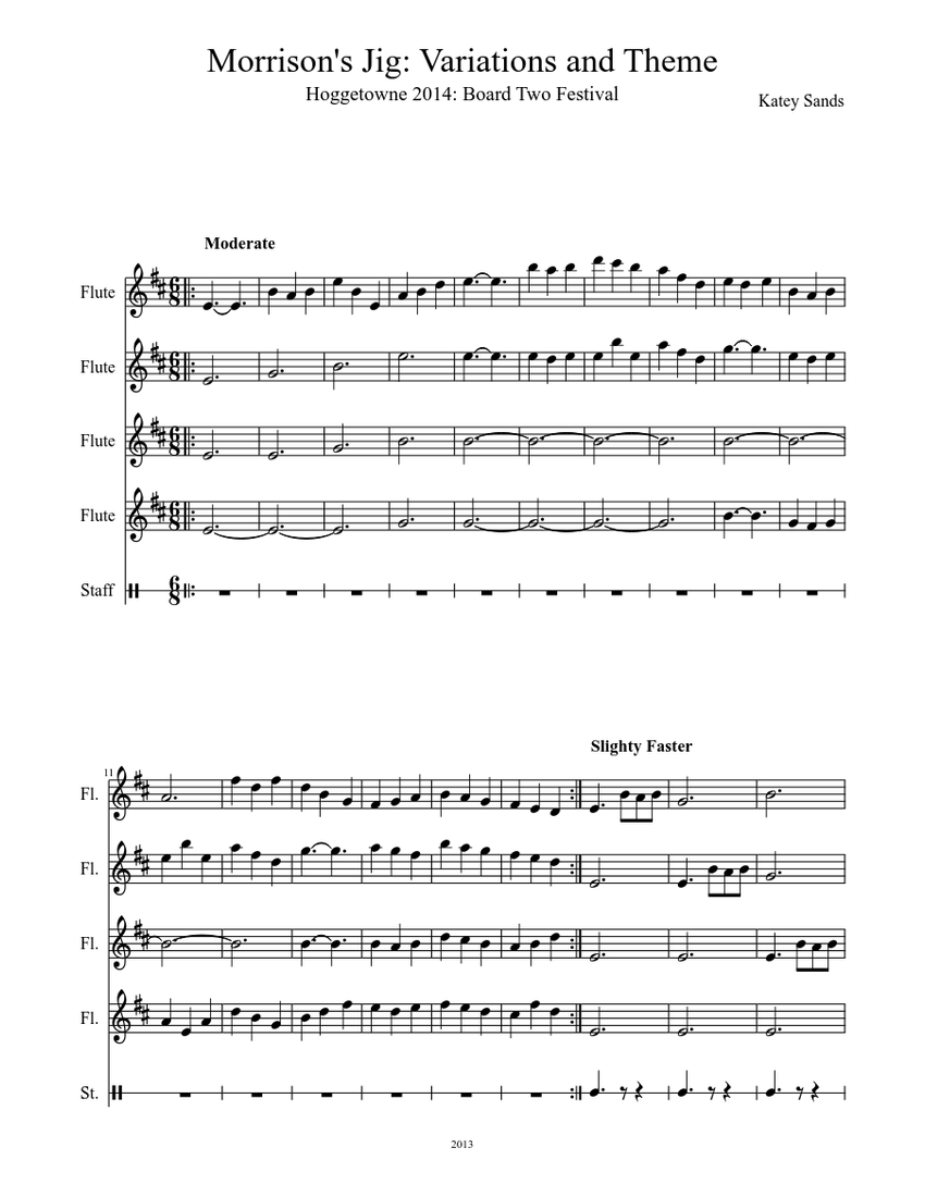 Morrison's Jig: Variations and Theme Sheet music for Flute (Mixed ...