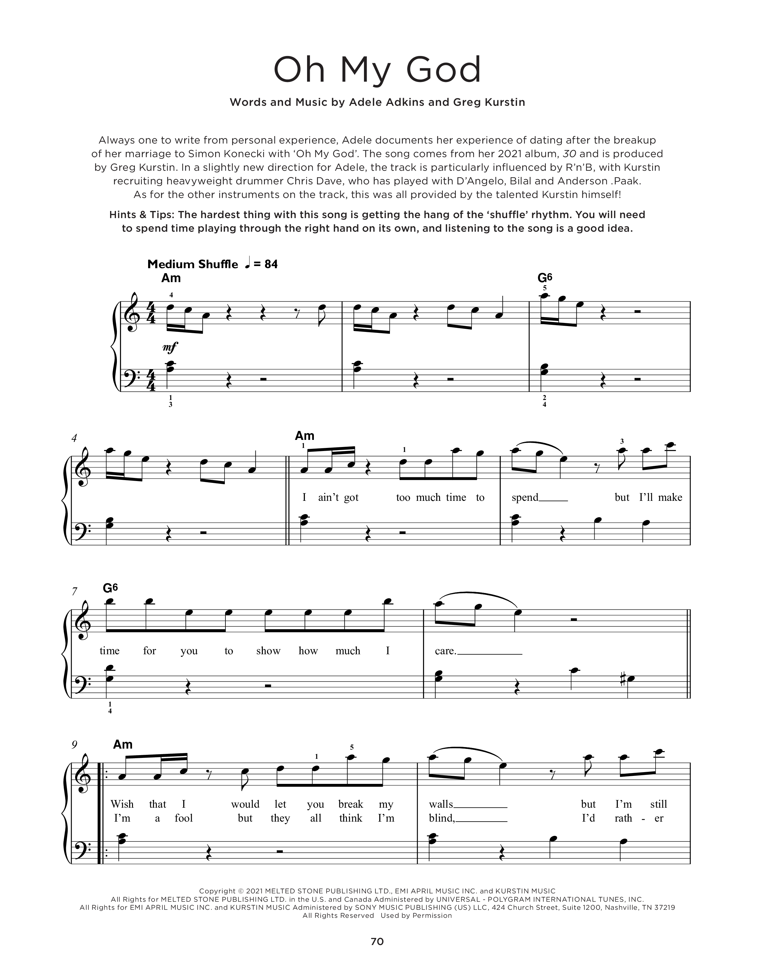 Play Official version of Oh My God sheet music by Adele for Piano |  MuseScore.com