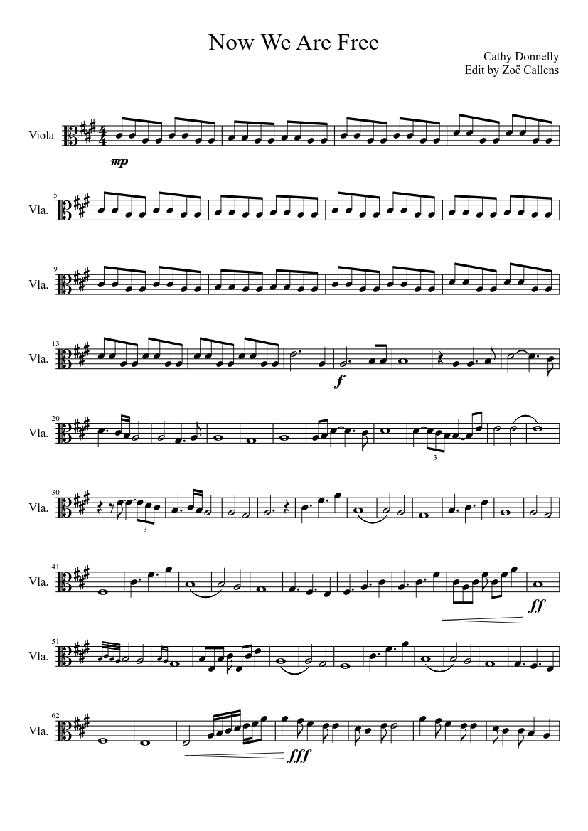 Now We Are Free Viola Sheet Music For Viola Solo Musescore Com