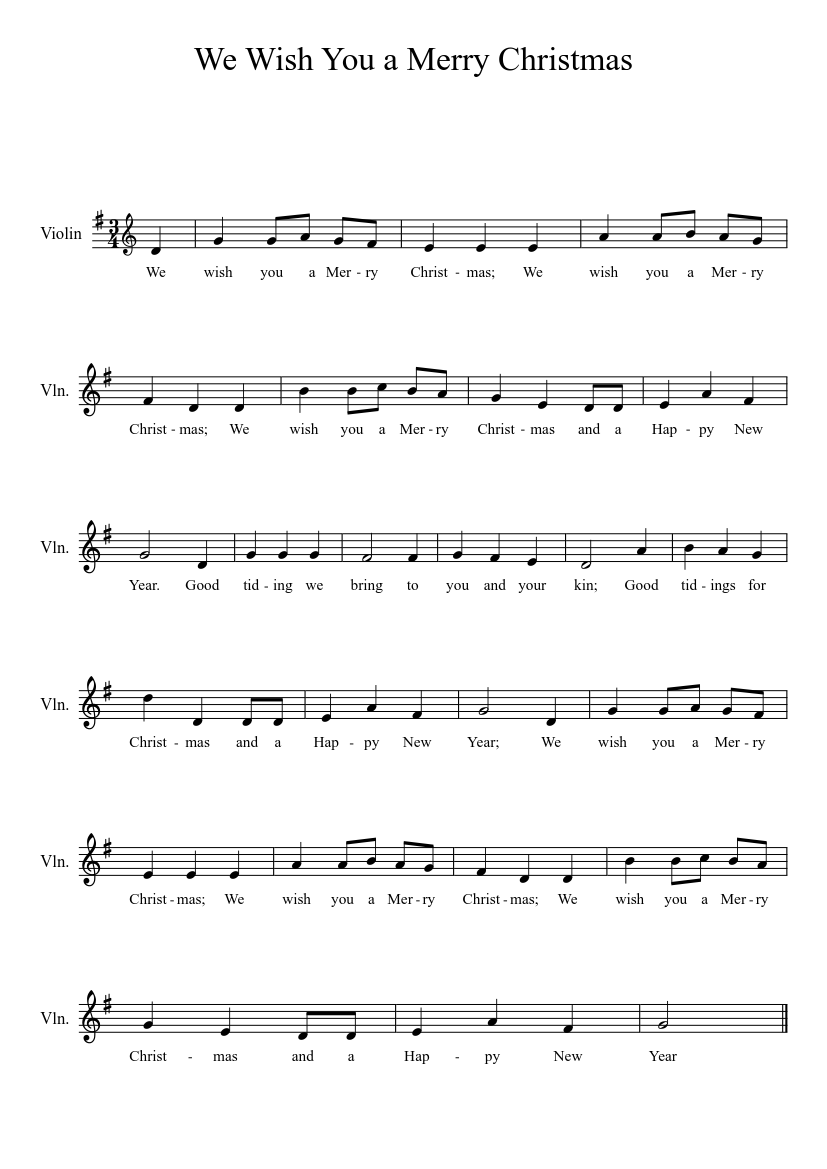 We Wish You a Merry Christmas Sheet music for Violin (Solo) | Musescore.com