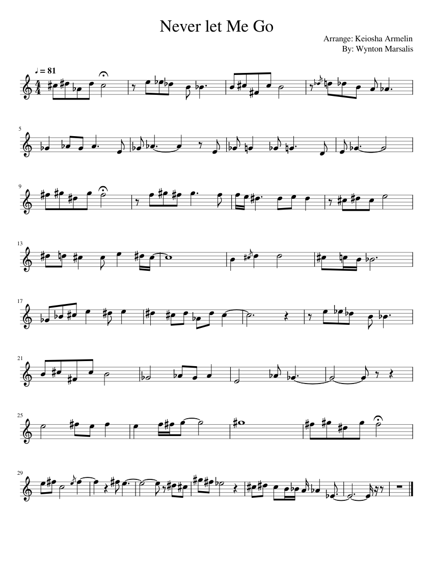 Never let Me Go Sheet music for Trumpet in bflat (Solo)