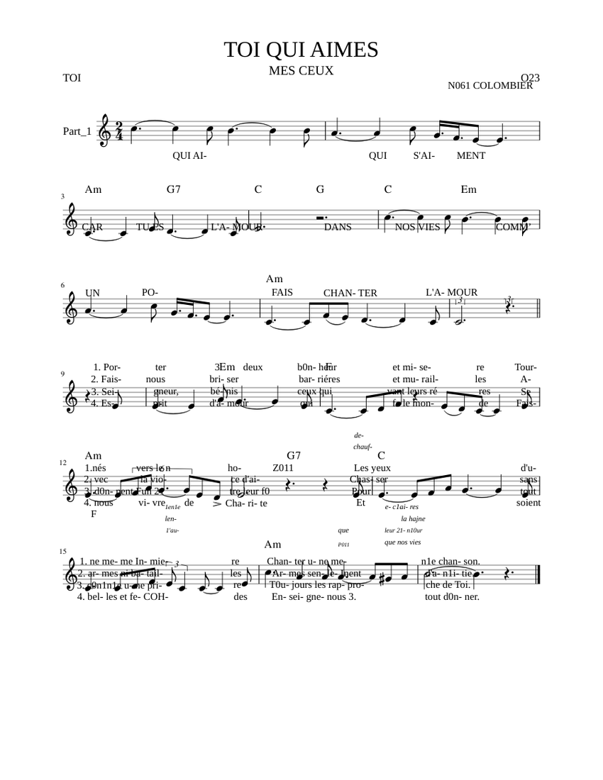 Toi Qui Aimes O 23 Unisson AI Sheet Music For Piano Solo Musescore Toi qui aimes o 23 unisson ai sheet music for piano solo musescore