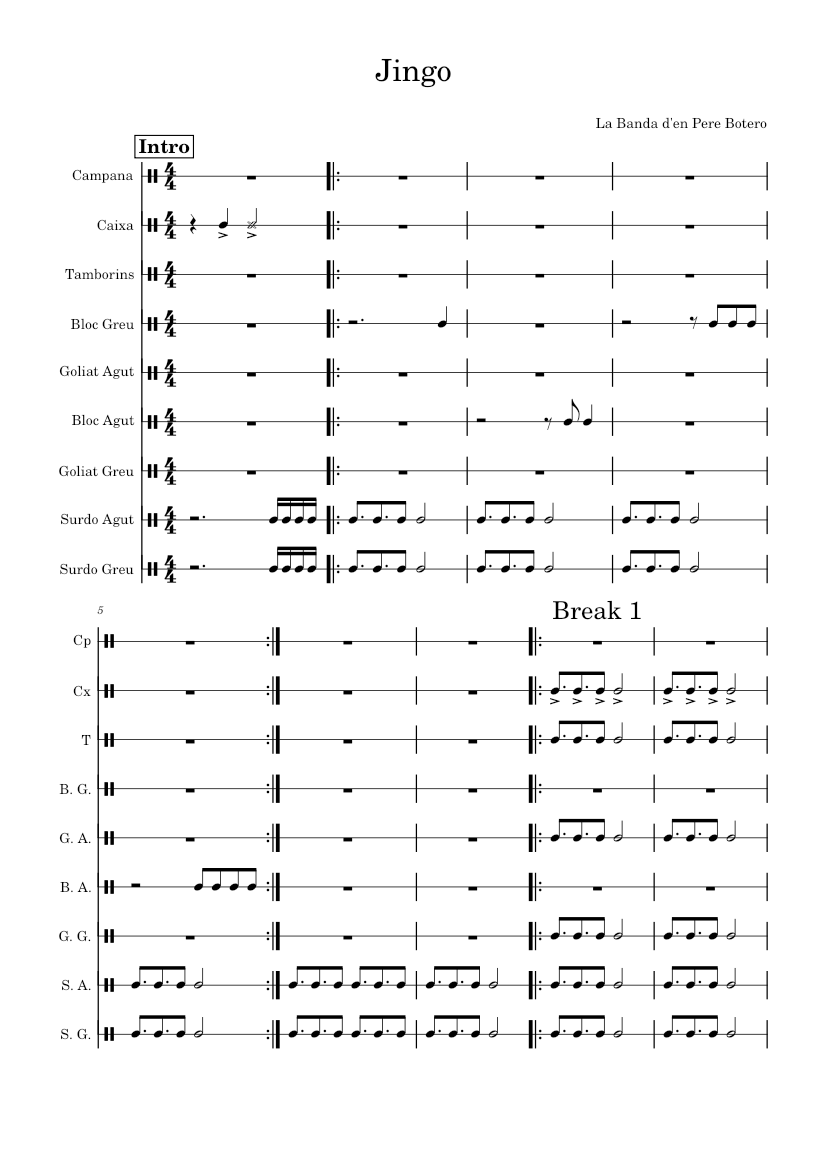 Jingo Sheet music for Drum group, Strings group (Drum Corps (Modern ...