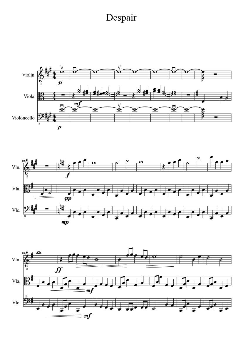 Despair for String Trio Sheet music for Violin, Viola (String Duet) |  Musescore.com