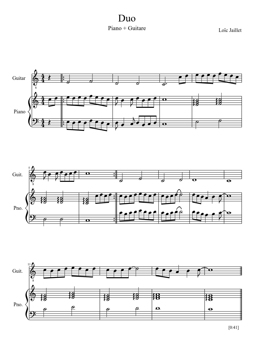 Duo (Piano + Guitare) Sheet music for Piano, Guitar (Mixed Duet) |  Musescore.com