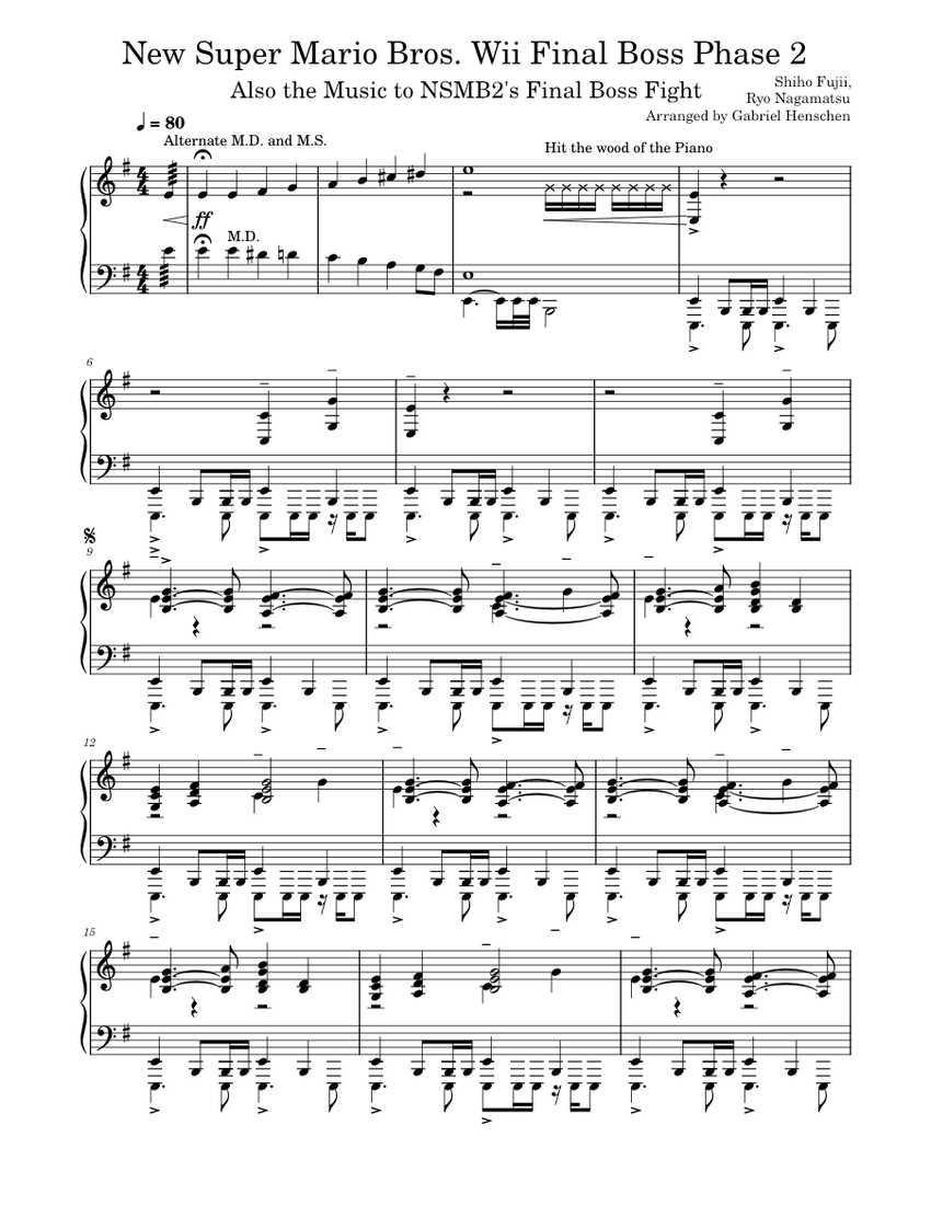 New Super Mario Bros. Wii Final Boss Phase 2 Sheet music for Piano (Solo) |  Musescore.com