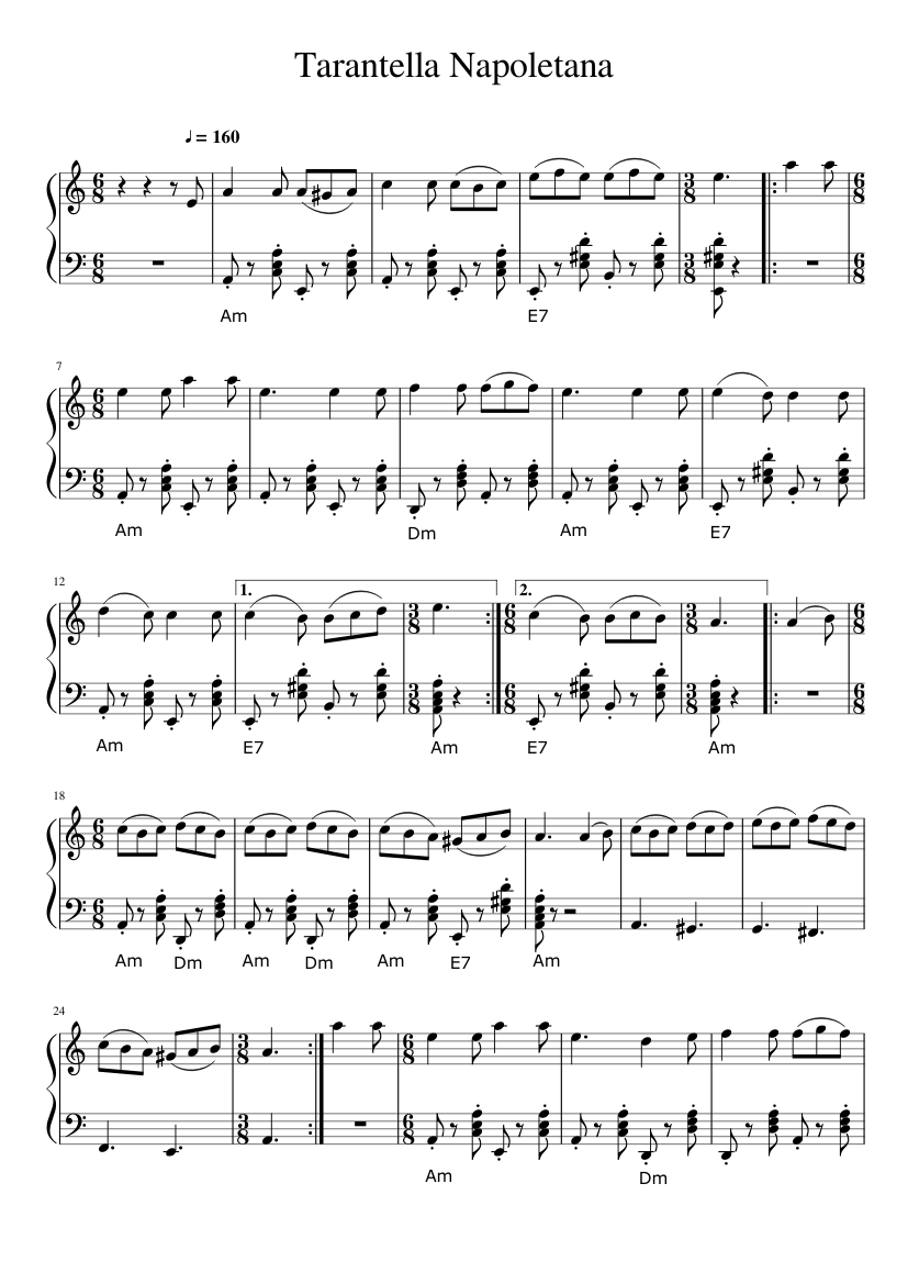 Tarantella Napoletana Sheet music for Piano (Solo) | Musescore.com