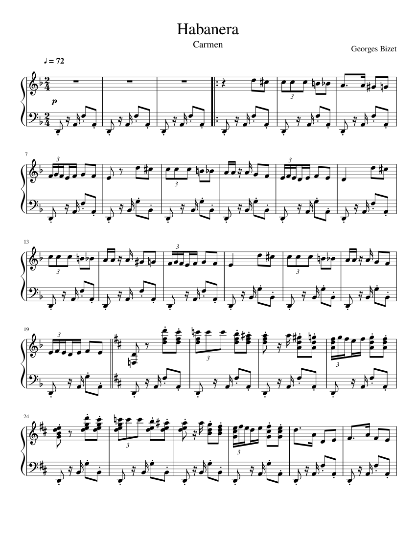 Habanera - Georges Bizet "Carmen" Sheet music for Piano (Solo) |  Musescore.com