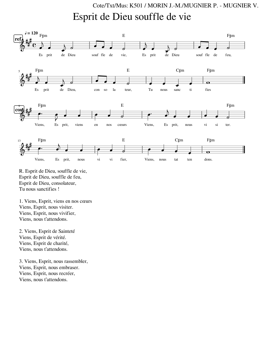 Esprit de Dieu souffle de vie-K501-DP-S Sheet music for Guitar (Solo ...