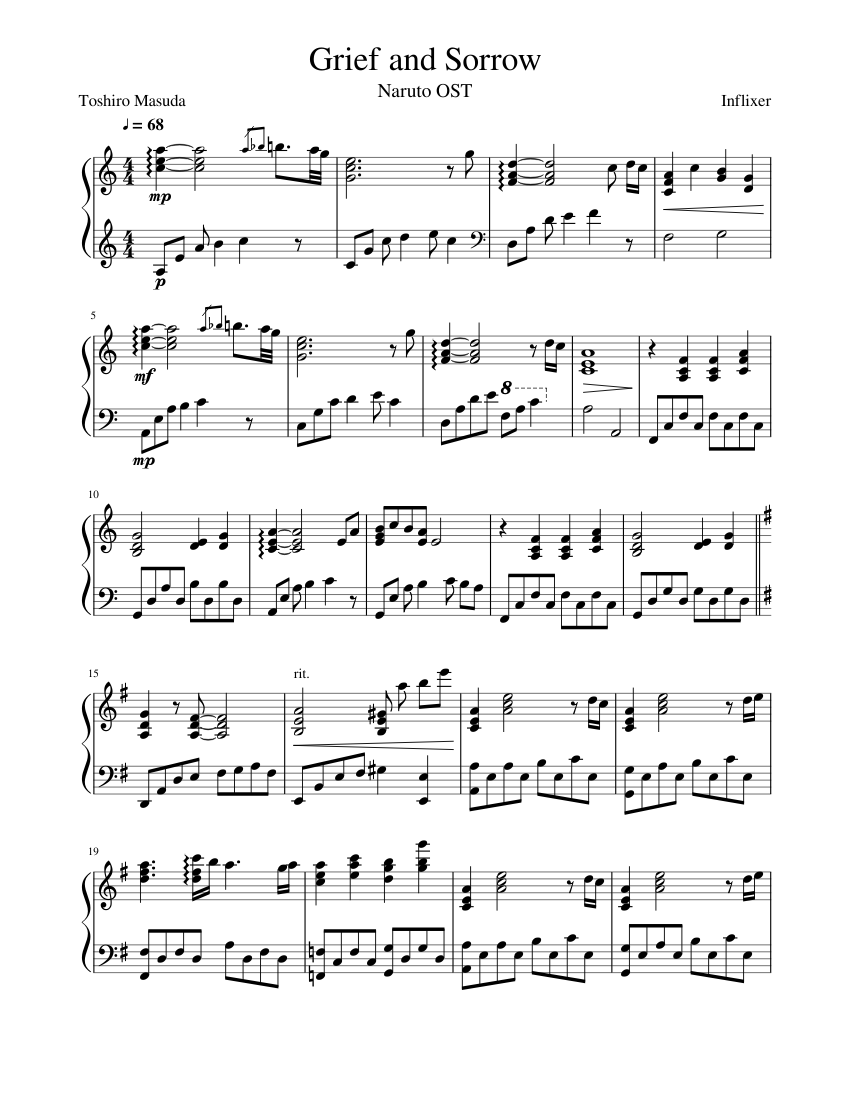 Naruto - Grief and Sorrow (Piano) Sheet music for Piano (Solo) |  Musescore.com
