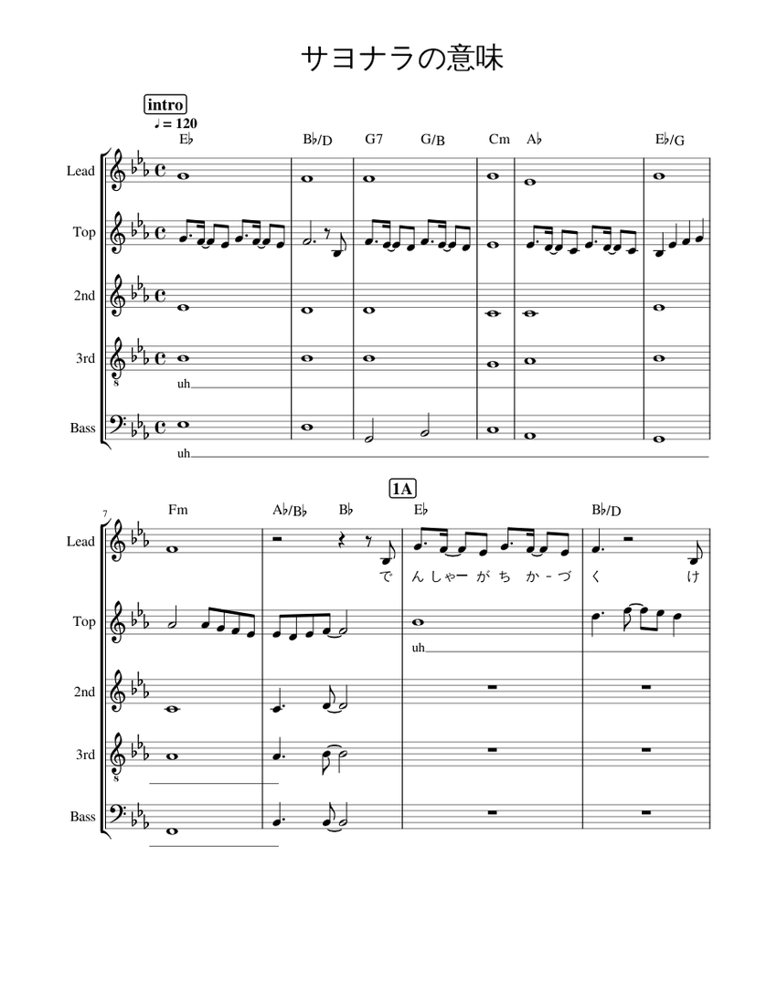 サヨナラの意味 Sheet Music For Organ A Capella Musescore Com