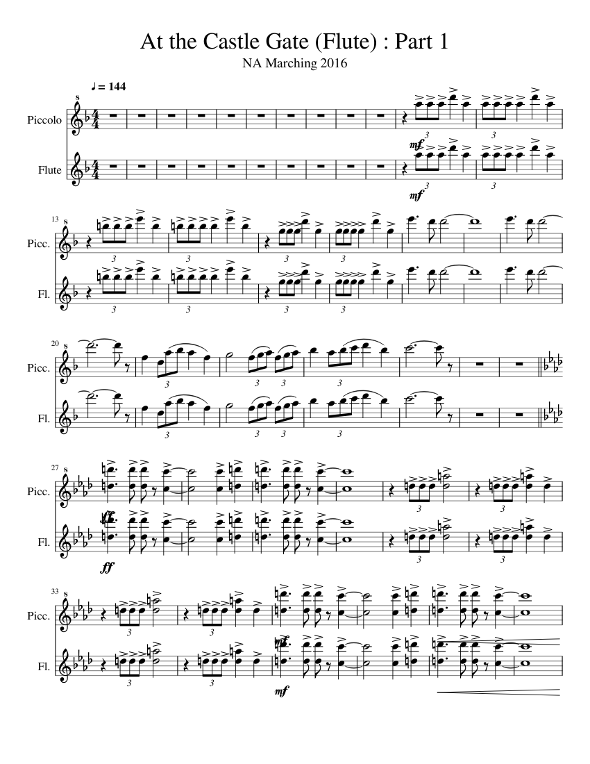 At the Castle Gate (Flute) Sheet music for Flute, Flute (Piccolo) (Woodwind  Duet) | Musescore.com