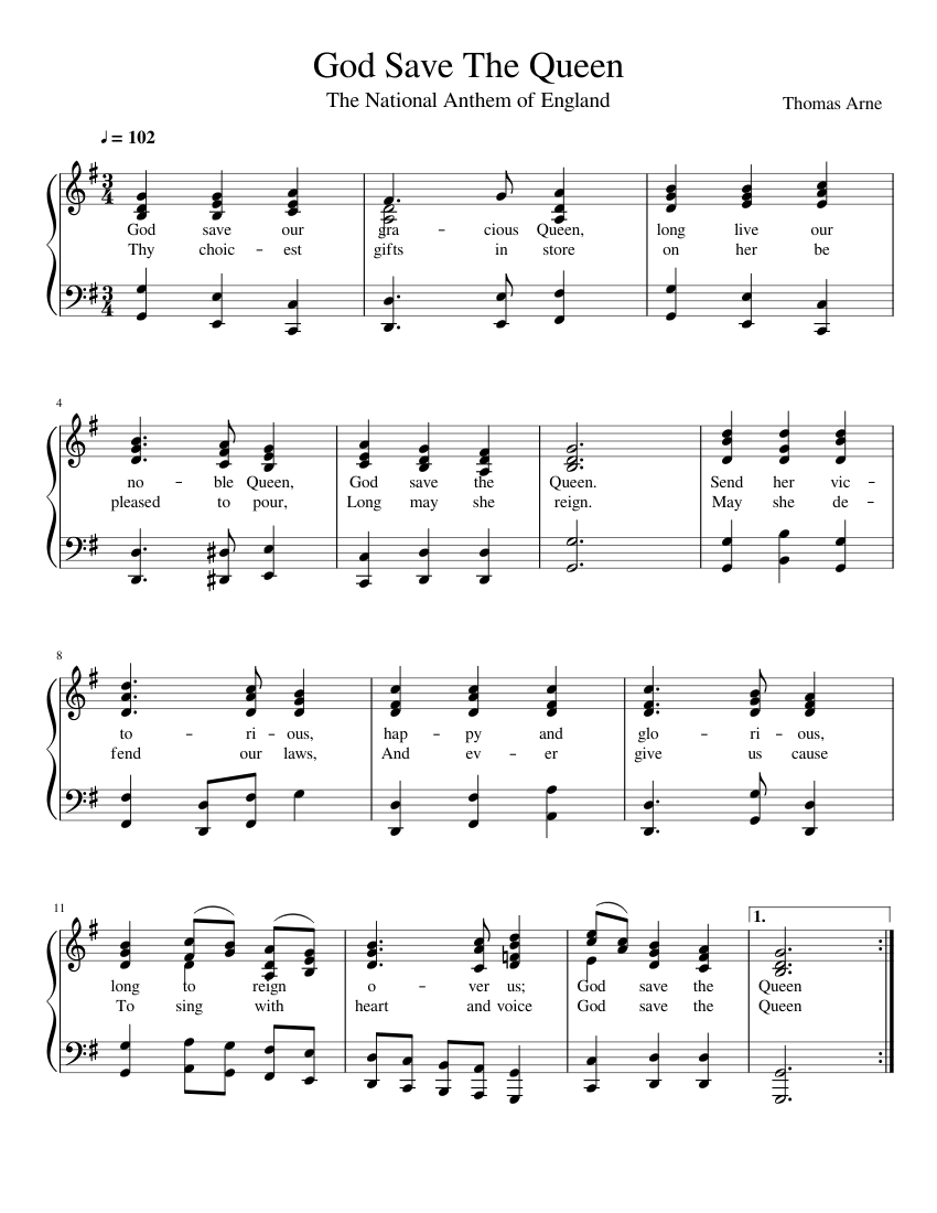 God Save The Queen Sheet music for Piano (Solo) | Musescore.com