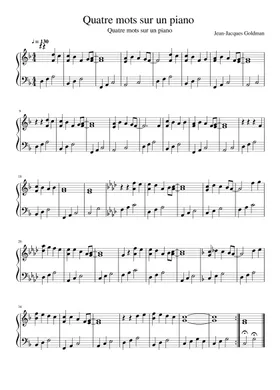 Free Quatre Mots Sur Un Piano by Patrick Fiori sheet music | Download PDF  or print on Musescore.com