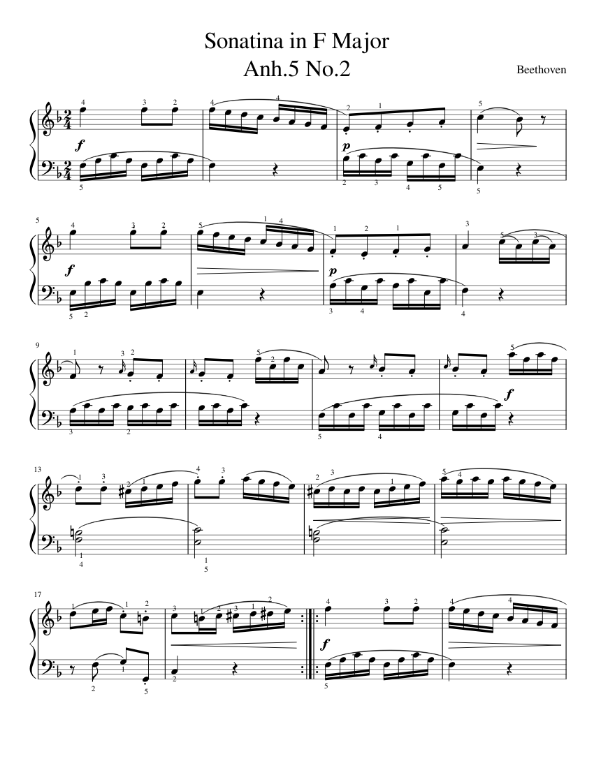 smog Melbourne Mark down Sonatina in F Major, Anh.5 No.2 Beethoven Sheet music for Piano (Solo) |  Musescore.com