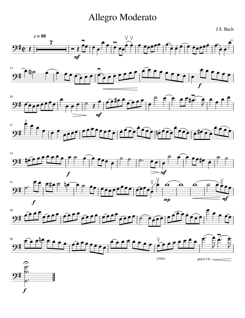 Allegro Moderato Sheet music for Cello (Solo) | Musescore.com