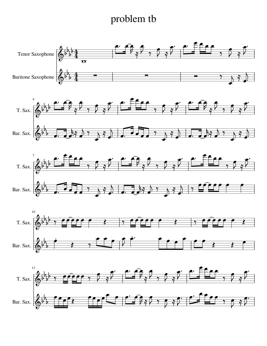 PROBLEM Sheet music for Saxophone tenor, Saxophone baritone (Woodwind