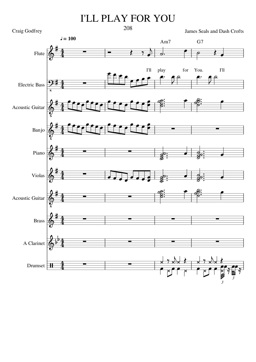 I Ll Play For You Sheet Music For Piano Flute Drum Group Strings Group More Instruments Mixed Ensemble Musescore Com