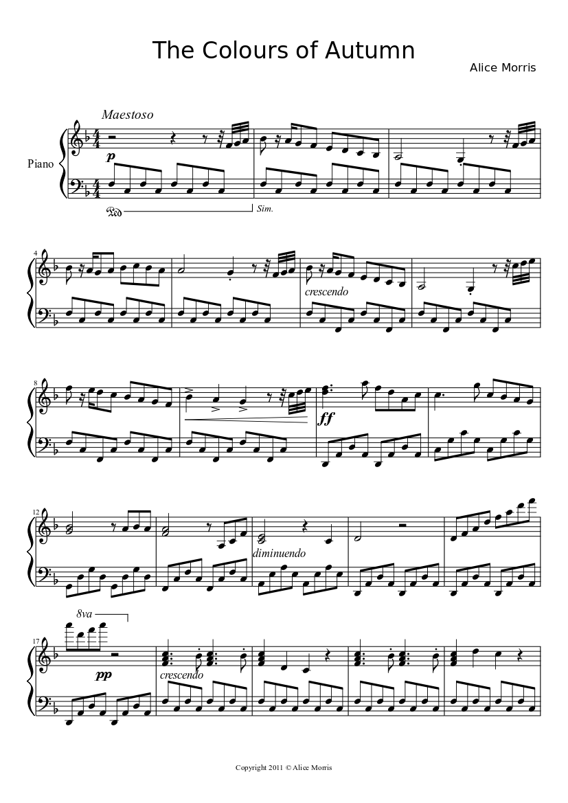 The Colours of Autumn Sheet music for Piano (Solo) | Musescore.com