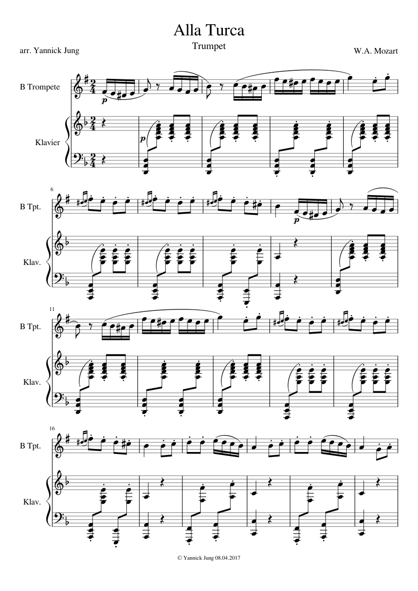Alla Turca for Trumpet and Piano (Videoscore) Sheet Music for Piano ...