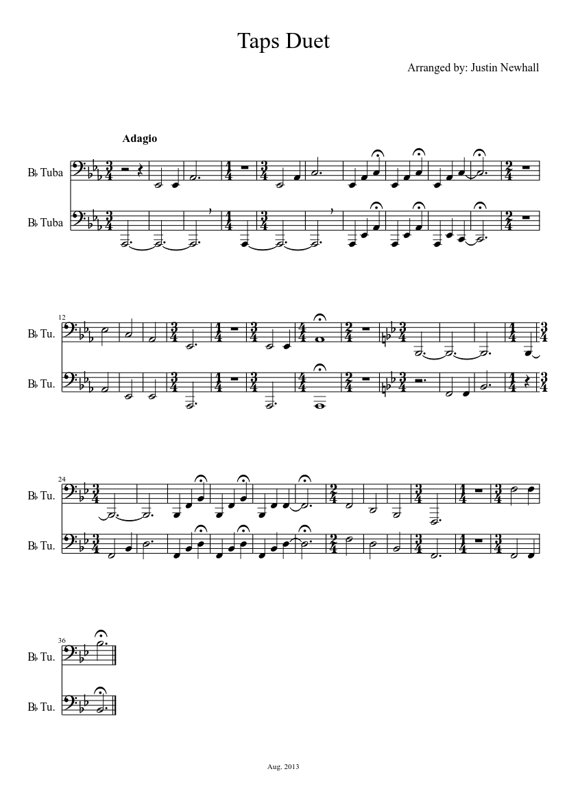Taps Notes Taps Duet for tuba Sheet Music for Tuba (Brass Duet) | MuseScore.com