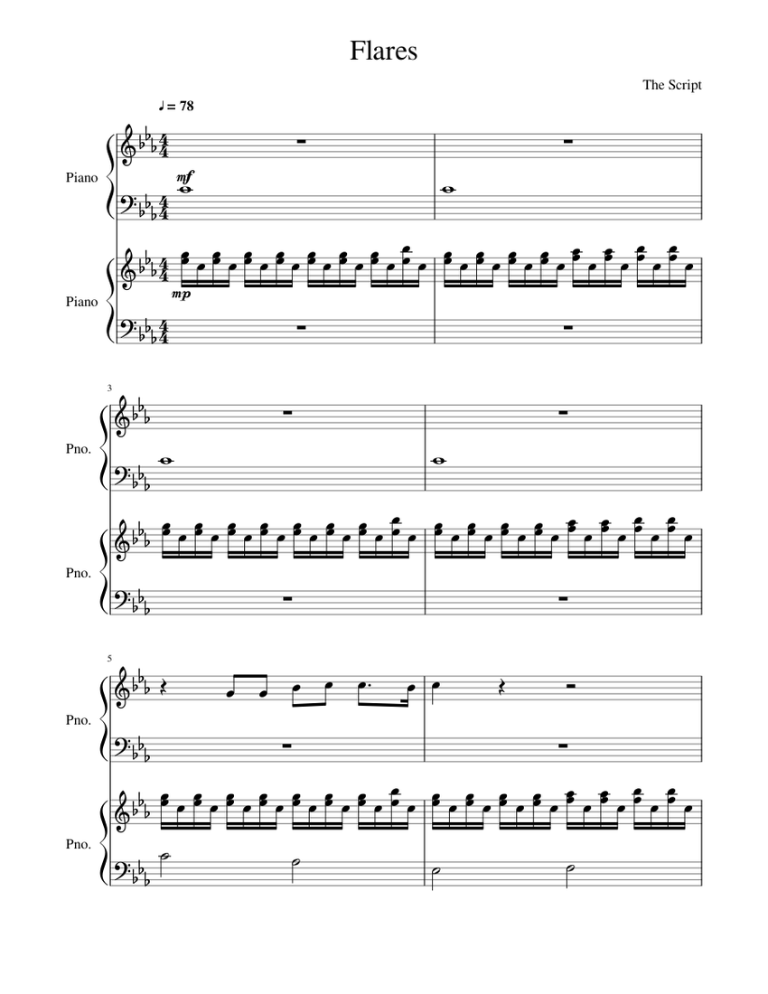 Flares - The Script Sheet music for Piano (Piano Duo) | Musescore.com