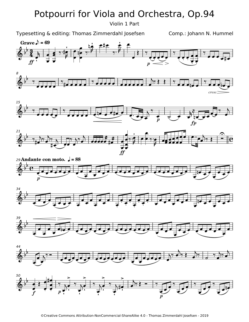 Potpourri for Viola and Orchestra, Op.94 - Johann Nepomuk Hummel