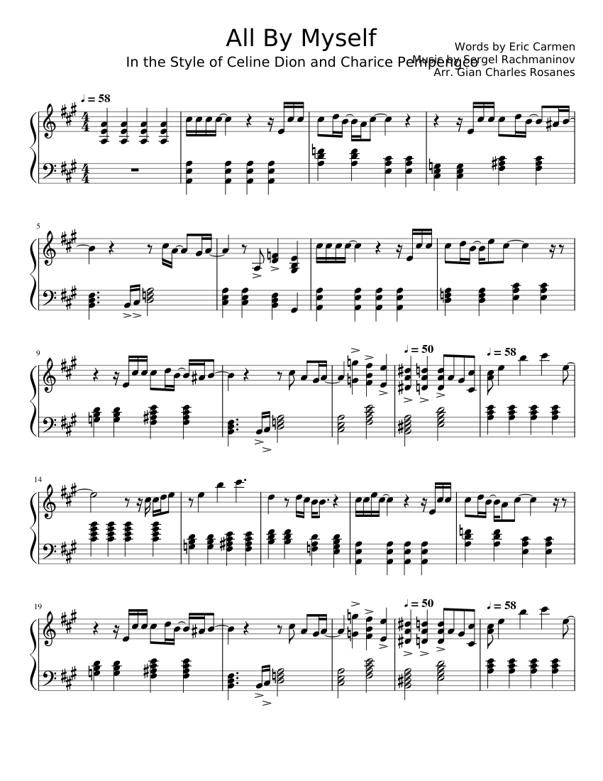 All By Myself Sheet music for Piano (Solo) | Musescore.com
