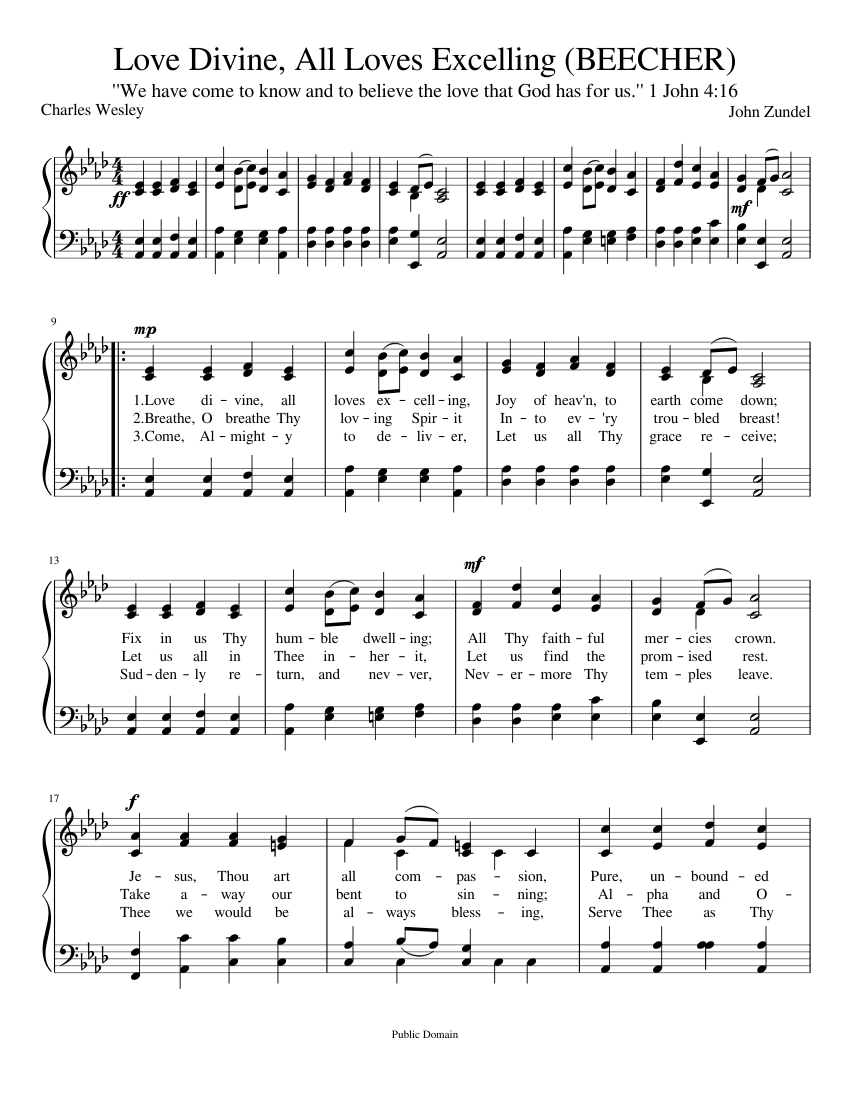 Love Divine, All Loves Excelling (BEECHER) Sheet music for Piano (SATB ...