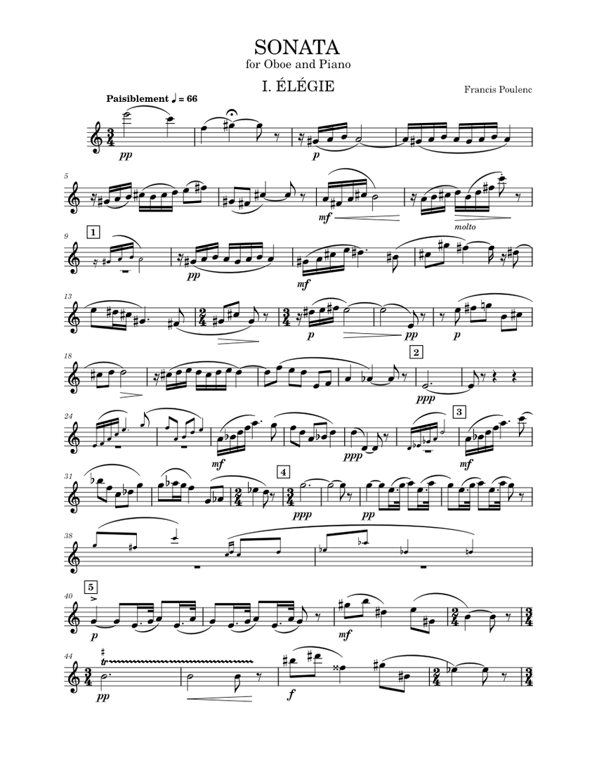 Poulenc, Francis - Oboe Sonata, FP 185, Soprano Saxophone version Sheet  music for Saxophone soprano (Piano Duo) | Musescore.com