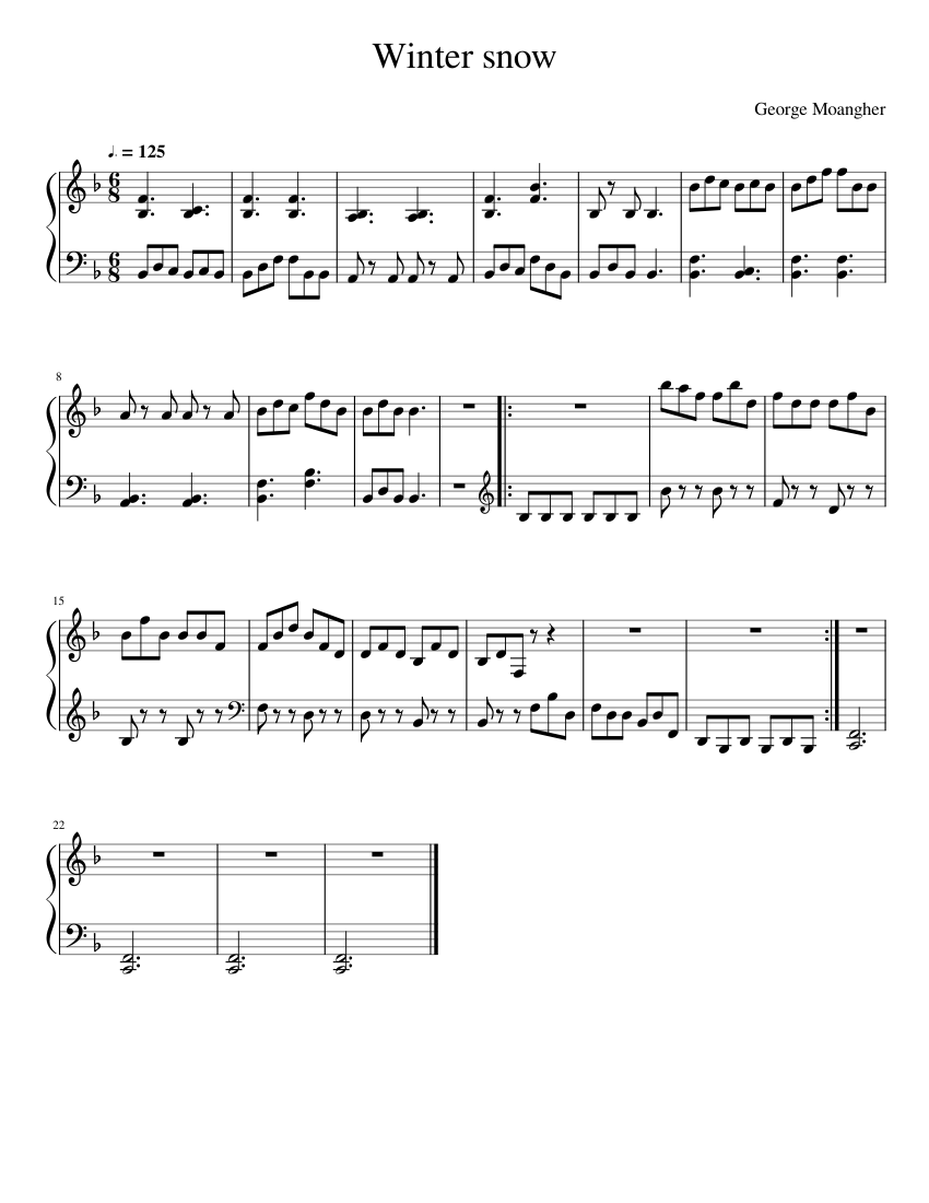 Winter Snow Sheet Music For Piano (Solo) Easy | Musescore.com