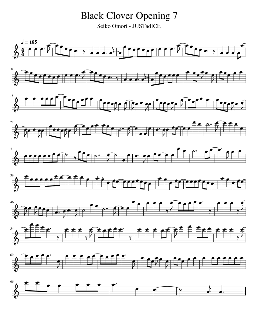 Black Clover Opening 7 Sheet Music for Flute (Solo) | MuseScore.com