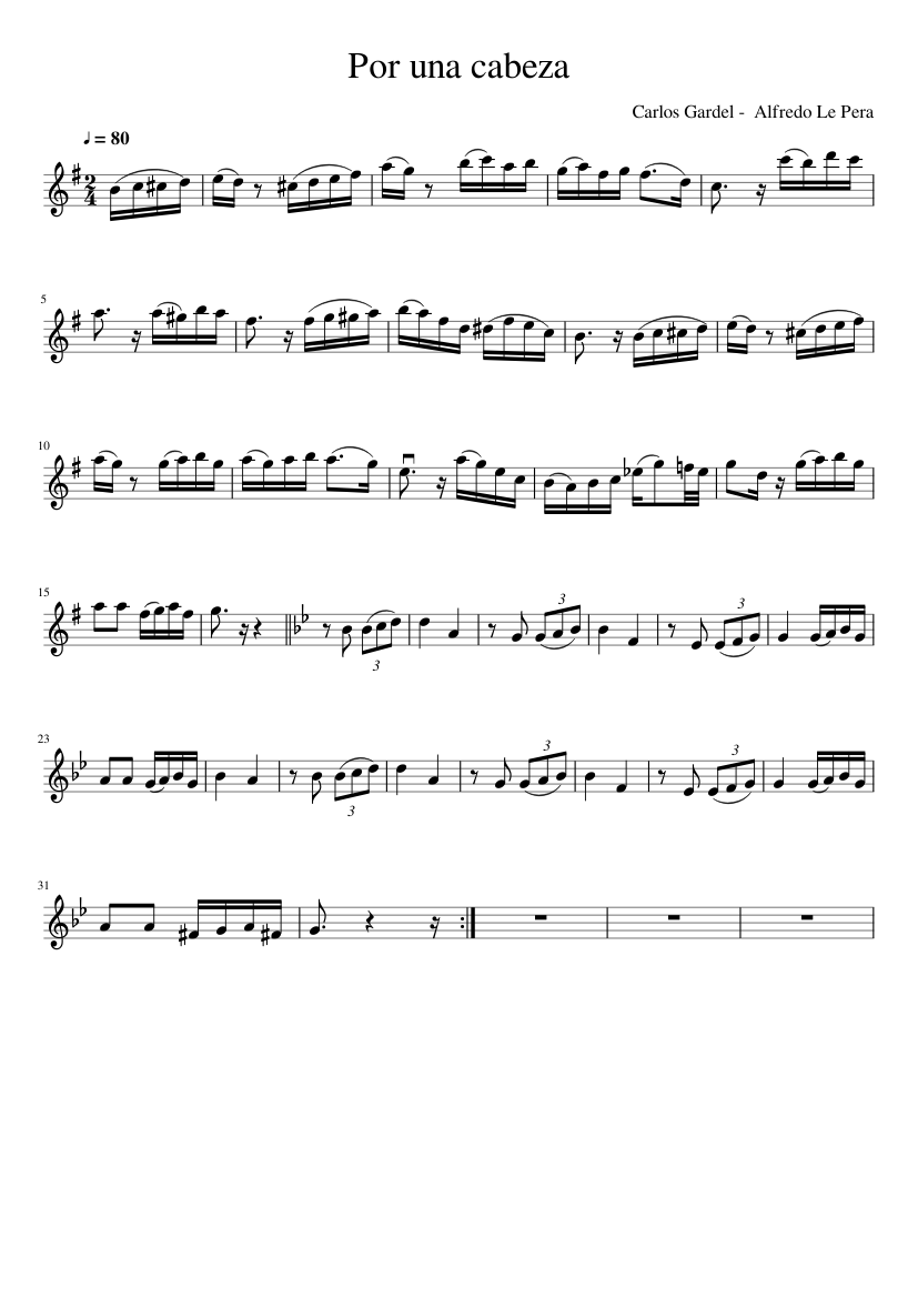 Por una cabeza - piano tutorial
