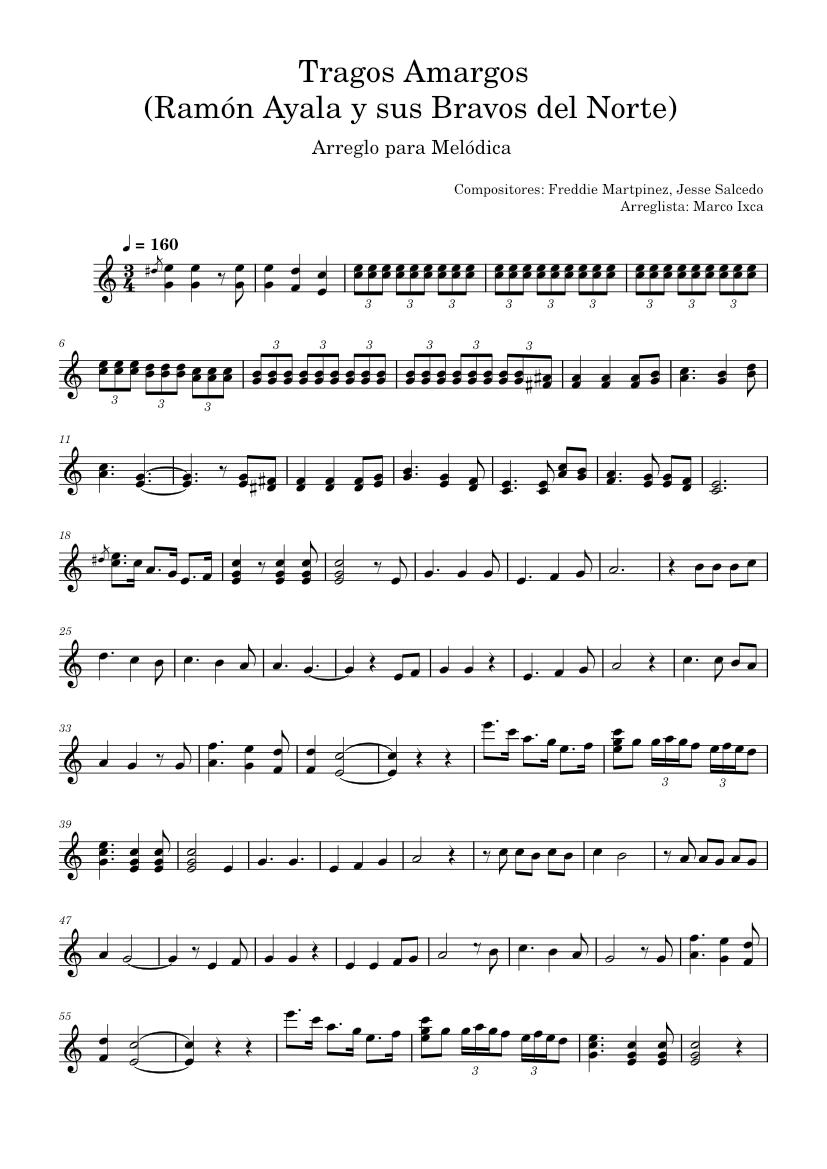 Tragos amargos – Ramon Ayala Y Sus Bravos Del Norte Sheet Music for ...
